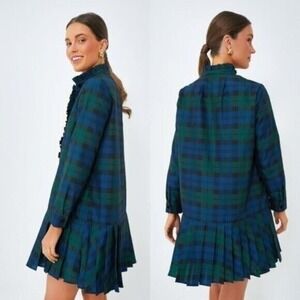 Tuckernuck Blackwatch Tate Plaid Academia‎ Long Sleeve Mini Dress Size XXL NWT